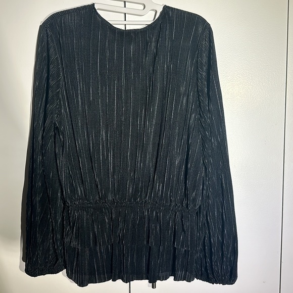 Zara Pleated Blouse Wrap Top Front Tie - Picture 5 of 6